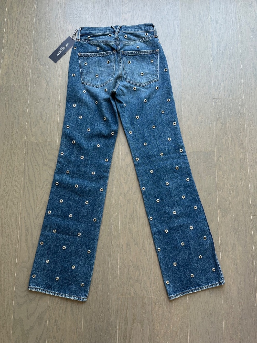 Veronica Beard DYLAN Straight Leg Grommet Bandit Jeans Jean With Tags - Size 23 - Picture 3 of 8